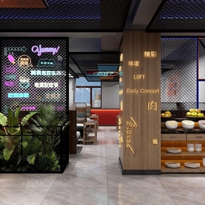 工业风烤肉店3D模型下载